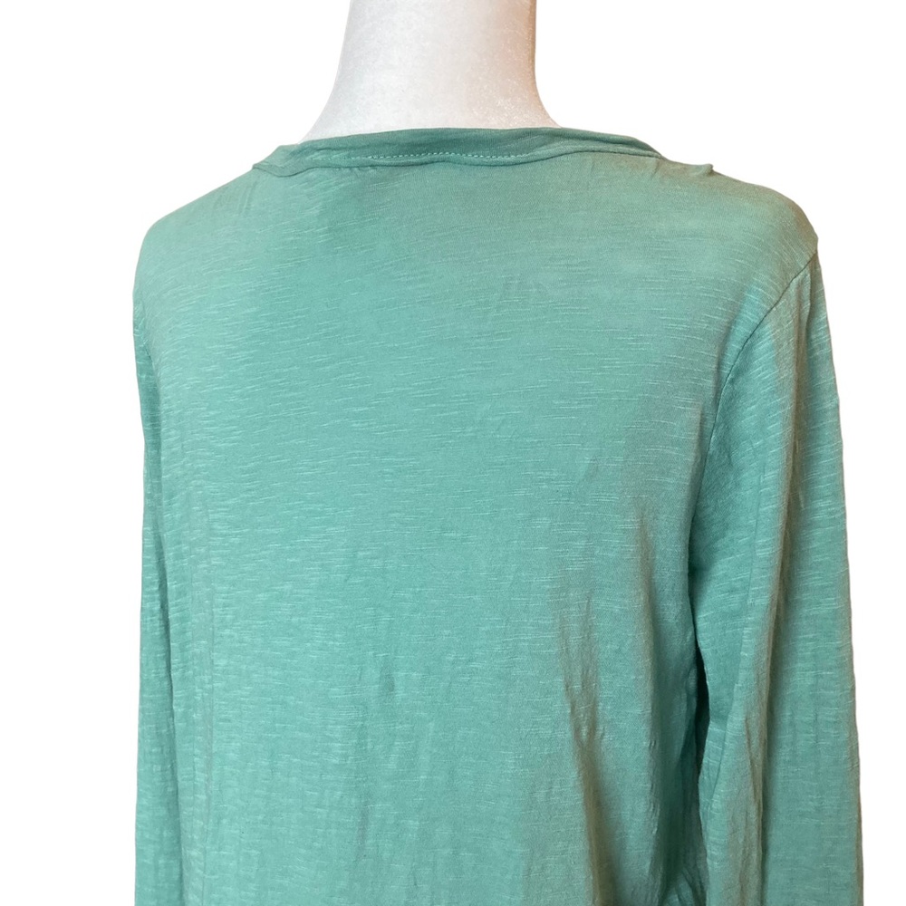 Caslon Women’s tie front long sleeve V-neck button down slub cotton top, Sz XS - Picture 11 of 13